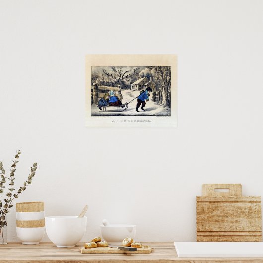 Currier & Ives Lithograph: Eine Reise zur Schule Poster (Küche)