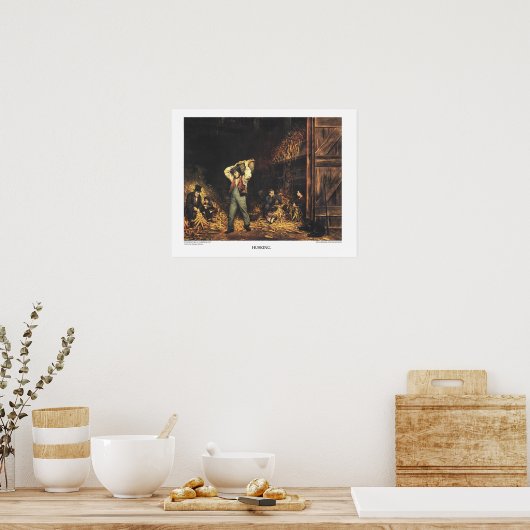 Currier & Ives Lithograph: HUSKING Poster (Küche)
