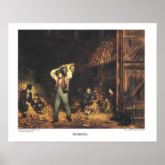 Currier & Ives Lithograph: HUSKING Poster (Vorne)