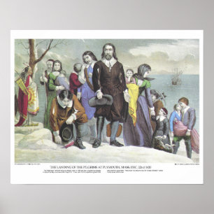 Currier & Ives Lithograph: Landung von Pilgrims Poster