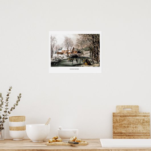 Currier & Ives Lithograph: Winter Pastime Poster (Küche)