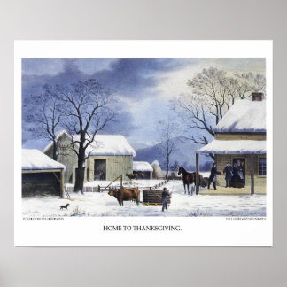 Currier & Ives Lithograph: Zuhause to Erntedank Poster