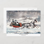 Currier & Ives - Postkarte - DIE STRASSE - WINTER (Vorne/Hinten)