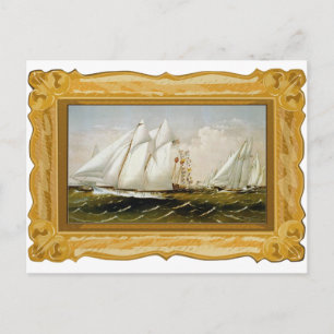 Currier & Ives - Rennjachten Postkarte