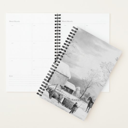 Currier Ives Winter Farm Szene Planer (Anzeige)