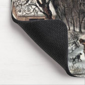 Currier u. Ives amerikanischer Gehöft-Winter Mousepad (Ecke)