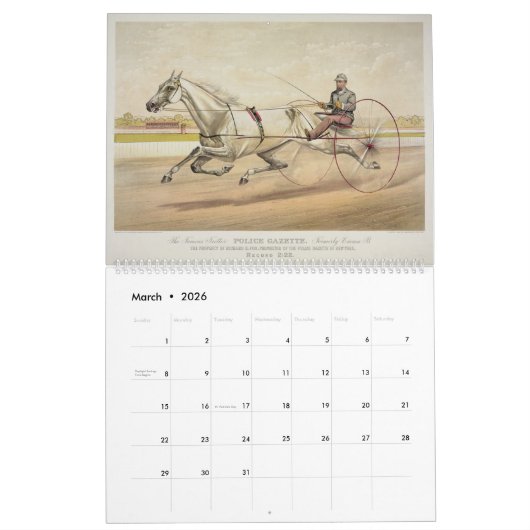 Currier u. Ives Huf-Pferderennen-Kalender Kalender (Mär 2026)