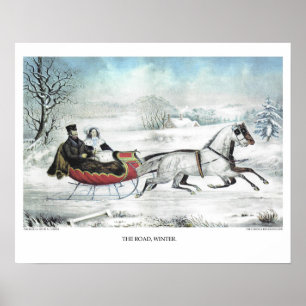 Currier u. Ives Lithographie: DIE STRASSE, WINTER Poster