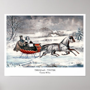 Currier u. Ives - Plakat - die STRASSE, WINTER