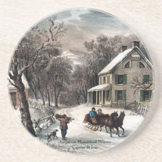 Currier u. Ives - Untersetzer - Gehöft-Winter