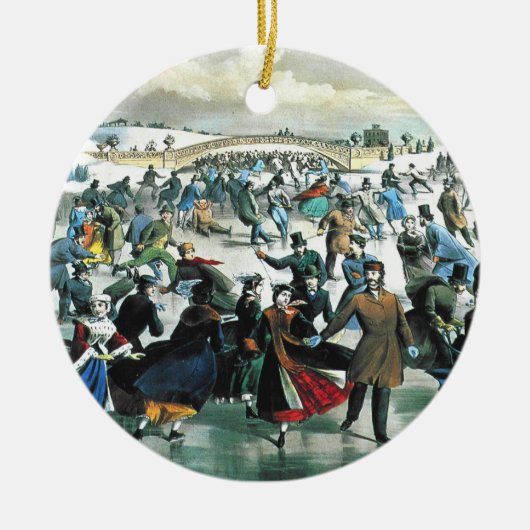 Currier u. Ives - Verzierung - Central Park-Winter Keramik Ornament (Vorne)