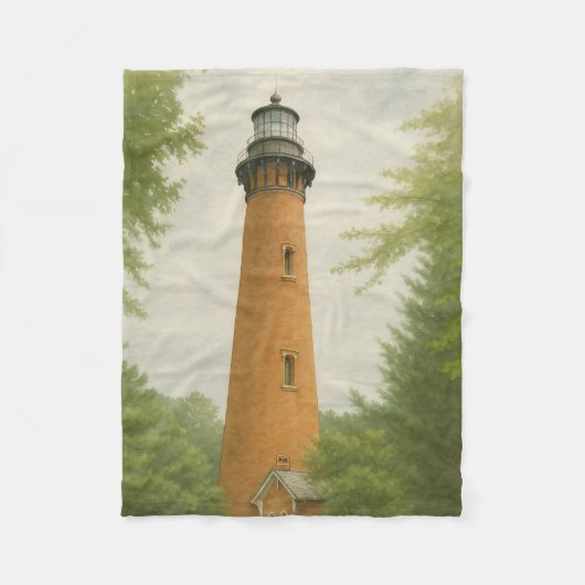 Currituck Beach Leuchtturm Aquarell Fleecedecke (Vorderseite)
