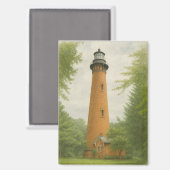 Currituck Beach Leuchtturm Aquarell Magnet (Vorderseite/Rückseite)