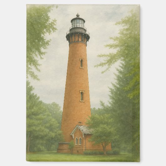 Currituck Beach Leuchtturm Aquarell Magnet (Vorderseite)