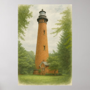 Currituck Beach Leuchtturm Aquarell Poster