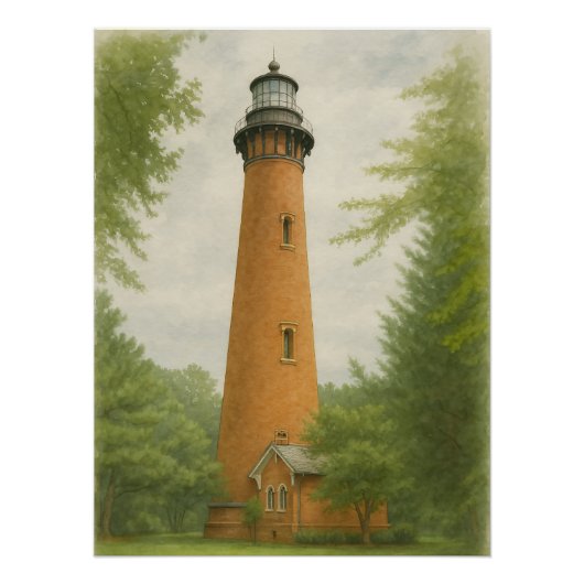 Currituck Beach Leuchtturm Aquarell Poster (Vorderseite)