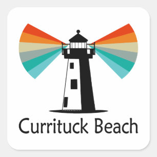 Currituck Beach Leuchtturm Regenbogen Quadratischer Aufkleber