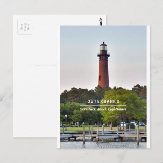 Currituck Beach Light. Postkarte (Vorne/Hinten)