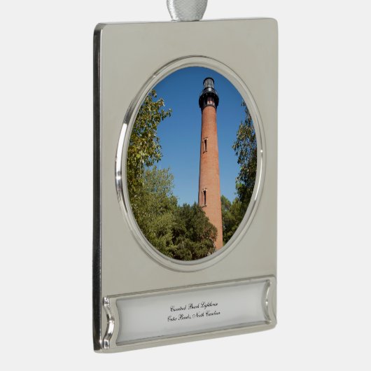 Currituck Beach Lighthouse Banner-Ornament Silber (Rechts)