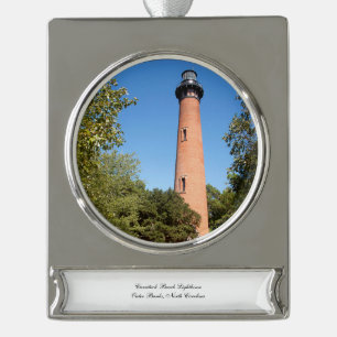 Currituck Beach Lighthouse Banner-Ornament Silber