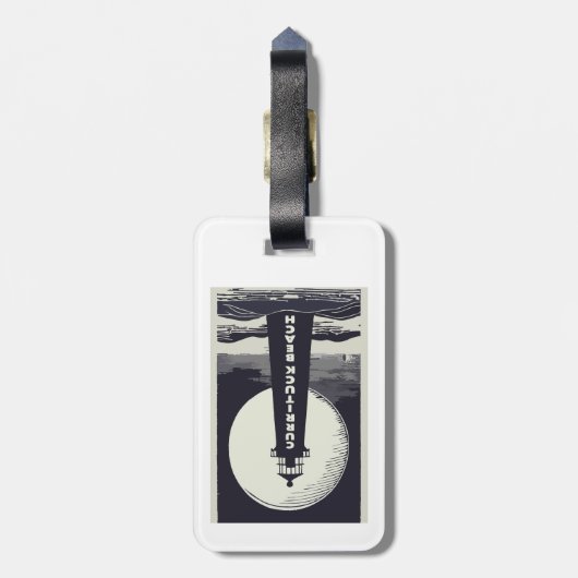 Currituck Beach Lighthouse Moon Gepäckanhänger (Rückseite vertikal)