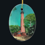 Currituck Beach Lighthouse Oval Ornament<br><div class="desc">"Currituck Beach Lighthouse" ist ein originales Acrylgemälde von Stephany Elsworth.</div>