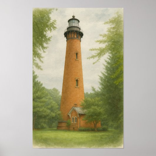 Currituck Beach Lighthouse Watercolor Poster (Vorne)