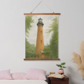 Currituck Beach Lighthouse Watercolor Wandteppich Mit Holzrahmen (Schlafzimmer)