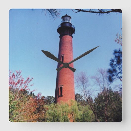 Currituck Lighthouse Quadratische Wanduhr (Vorderseite)
