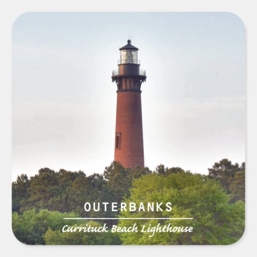 Currituck Strand-Licht Quadratischer Aufkleber (Vorderseite)
