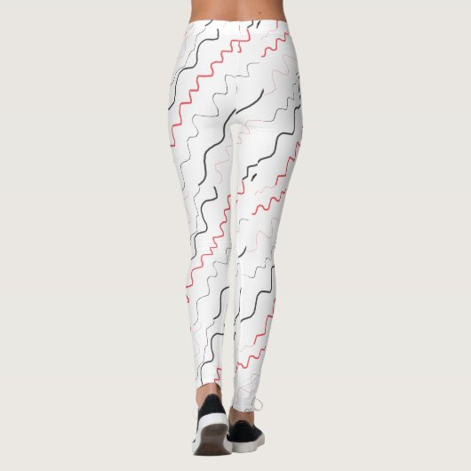 Curry Black and Red Squiggly Lines Leggings (Rückseite)