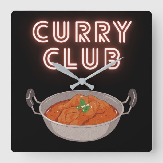 Curry Club Quadratische Wanduhr (Vorderseite)