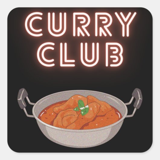 Curry Club Quadratischer Aufkleber (Vorderseite)