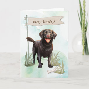 Curry Coated Retriever Dog Under Birthday Sign Karte