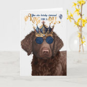 Curry Coated Retriever King for Day Funny Birthday Karte (Gelbe Blume)