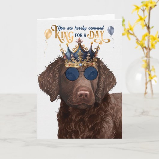 Curry Coated Retriever King for Day Funny Birthday Karte (Gelbe Blume)
