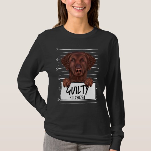 Curry Coated Retriever Mugshot Guilty Dog T-Shirt (Vorderseite)