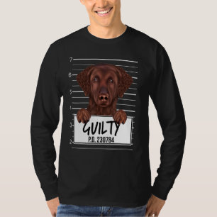 Curry Coated Retriever Mugshot Guilty Dog T-Shirt
