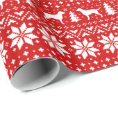 Curry Coated Retriever Silhouetten Weihnachtsrot Geschenkpapier (Rolleneckpunkt)