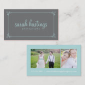 Curry-Frame-Fotografie-Visitenkarten - Blue Visitenkarte (Vorne/Hinten)