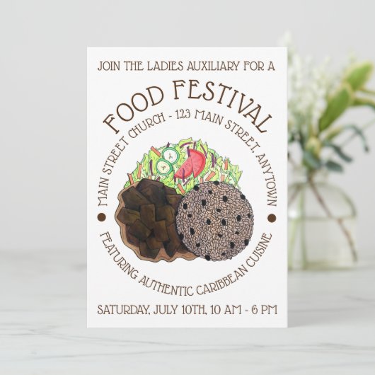 Curry Goat Rice and Peas Caribbean Food Festival Einladung (Stehend Vorderseite)