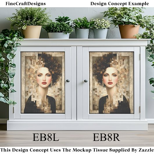 Curry-Haare-Frau, Mosaikportrait EB8R-Decoupage Seidenpapier