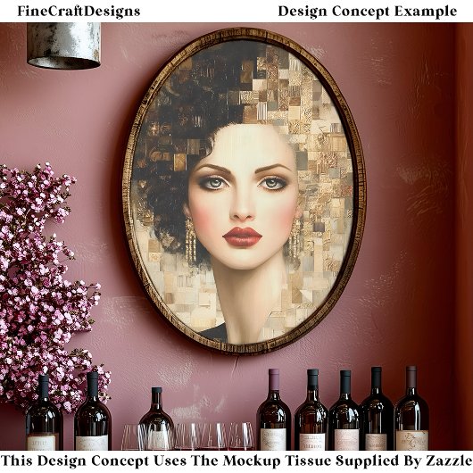 Curry-Haare-Frau, Mosaikportrait EB8R-Decoupage Seidenpapier