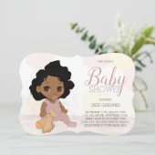 Curry Hair Baby Shower Invite - Brown Skin Tone Einladung (Stehend Vorderseite)