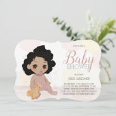 Curry Hair Baby Shower Invite - Light Skin Tone Einladung (Stehend Vorderseite)
