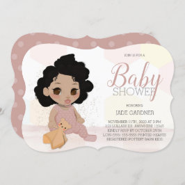 Curry Hair Baby Shower Invite - Light Skin Tone Einladung