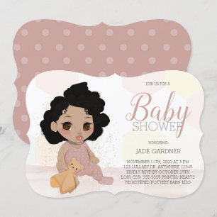 Curry Hair Baby Shower Invite - Light Skin Tone Einladung
