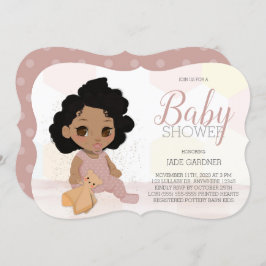 Curry Hair Baby Shower Invite - Tan Skin Tone Einladung
