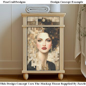 Curry Hair Frau, Mosaikportrait EB8L Decoupage Seidenpapier