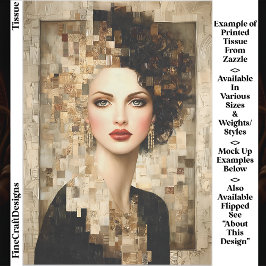 Curry Hair Frau, Mosaikportrait EB8L Decoupage Seidenpapier